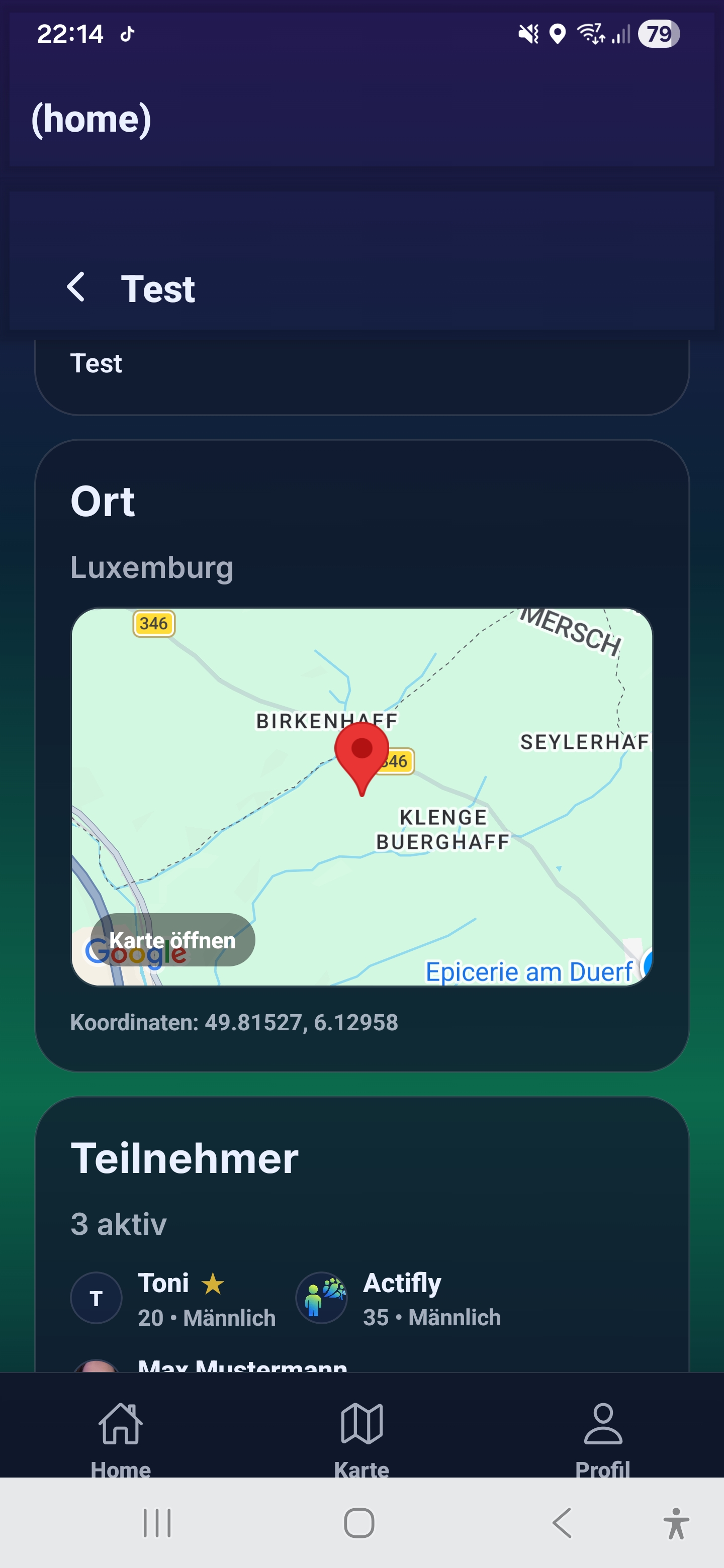 Activity detail screen
